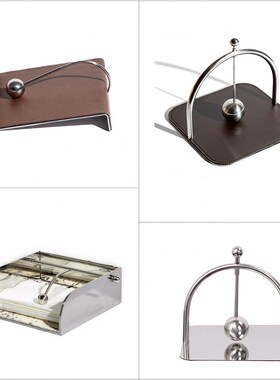 轻奢样板间创意纸巾盒 餐厅酒店软装I饰品摆件 简约皮革纸巾架