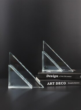 欧式创意简约水晶三m角形书档摆件客厅卧室玄关书房样板房家居饰