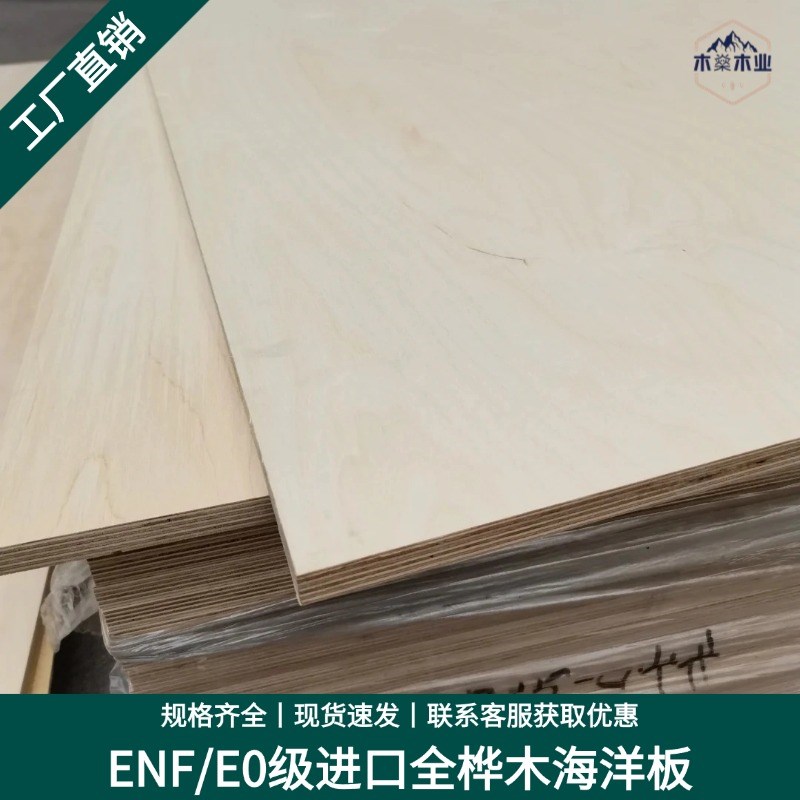 进口E0级环保生态桦木海洋板防水板实木多L层板家具胶合板整张定