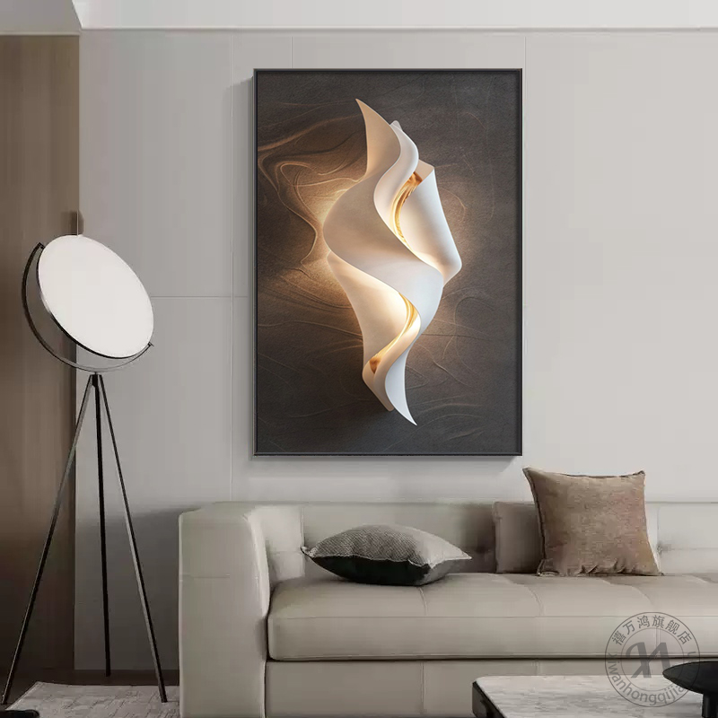 入户玄关装饰画带灯现代简约走廊