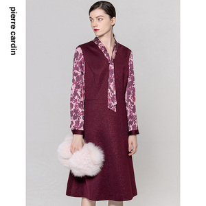 【皮尔卡丹女装】秋季淑优雅女桑蚕丝连衣裙【专柜正品】