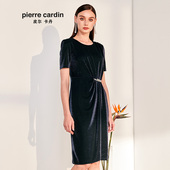 亮面连衣裙 官方正品 新款 蓝色短袖 皮尔卡丹女装 2020夏季