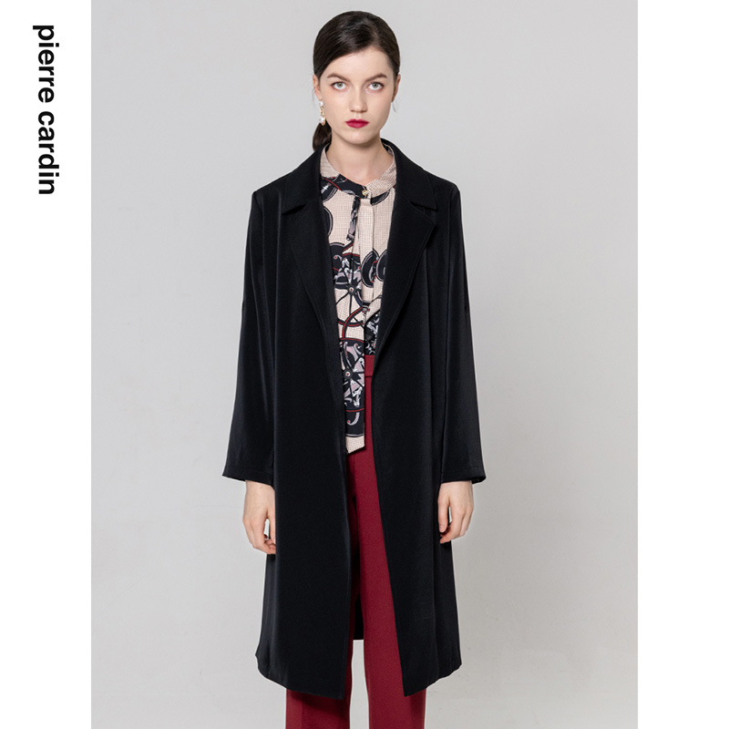 皮尔卡丹女装通勤中长款风衣