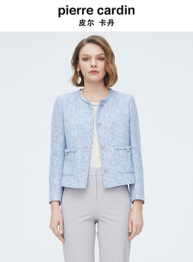 【皮尔卡丹女装】 天蓝色小众小香风短款外套【专柜正品】