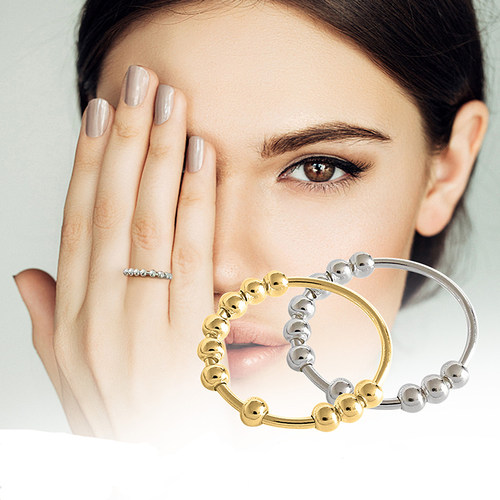 极速Women Spinnelr Fidget Beads Rings for Anxiety Worry Peac