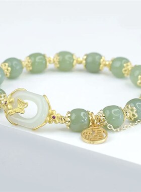 极速仿天然和田玉老m型珠花飞蝶舞复古女款单圈手錬女小众设计网