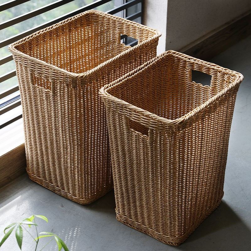 极速书画收纳画桶筒纸书报编织仿藤手工J收纳筐书房字画卷轴篮子