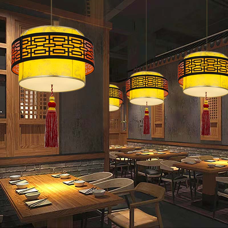 新中式灯餐厅饭店吊灯火锅店灯仿古包厢灯酒店茶室中式灯笼吊灯