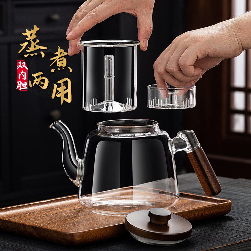 新款煮茶器电陶炉煮茶玻璃煮茶壶罐罐茶围炉煮茶电炉静音烧水茶炉