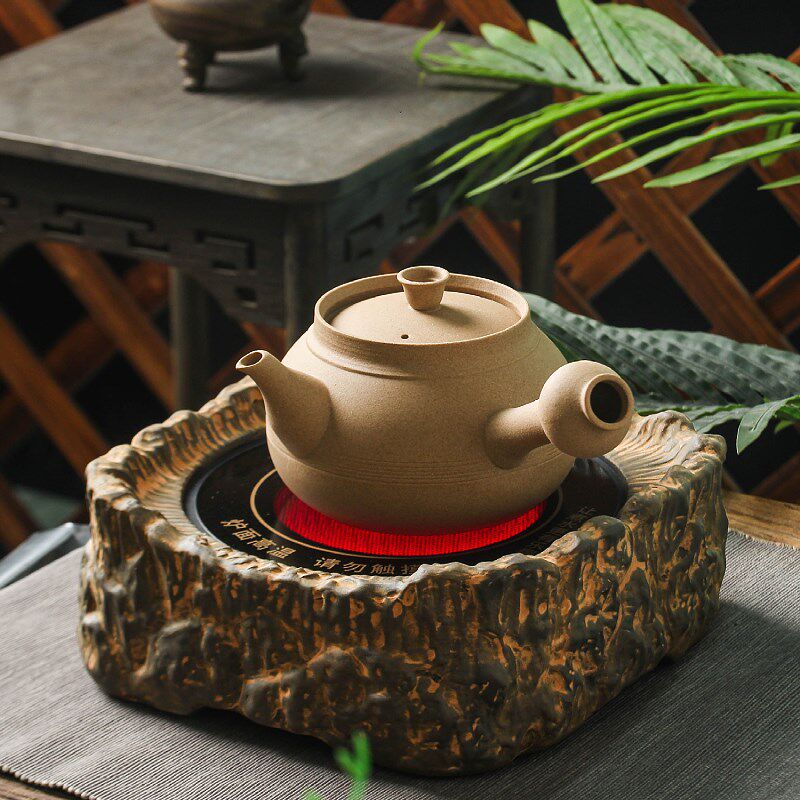 台湾老岩泥电陶炉茶炉 家用静音复古煮茶炉烧水煮茶陶壶电陶茶炉