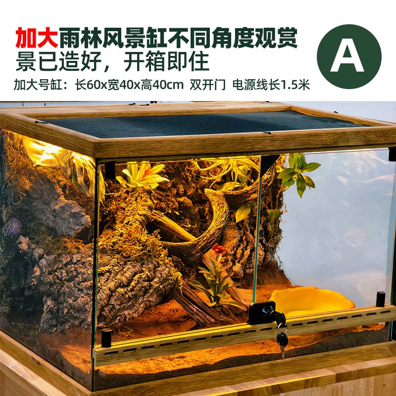 爬宠养树蛙鬃狮蜥蛇角蛙乌龟蛇守宫专用生态缸热带雨林造景养殖箱
