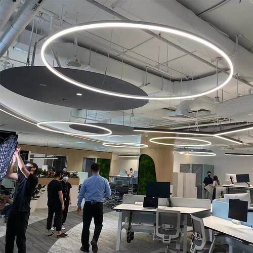 环形吊灯 圆形灯圈圈灯 工业风 办公 服装店 商场挑空挑高工程灯