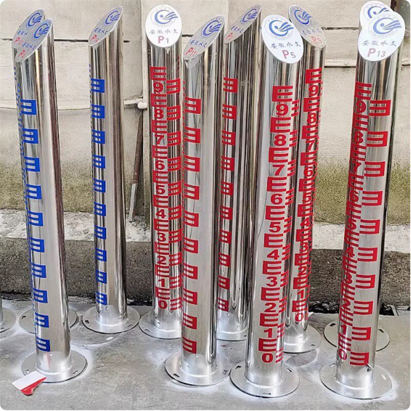水库立柱水位尺304不锈钢定制标尺方管柱子水位桩刻度水文尺水尺