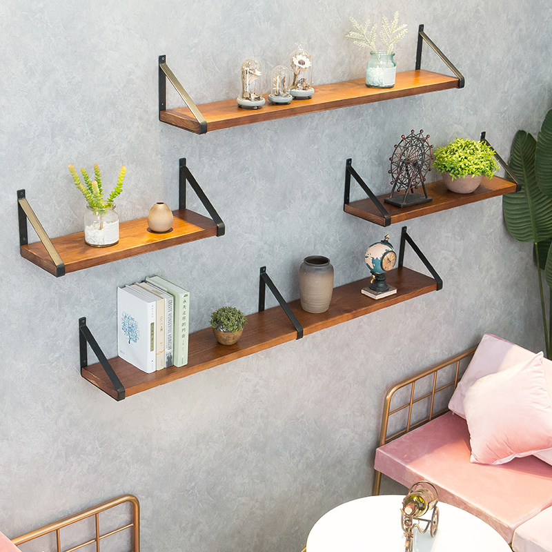墙上置物架实木隔板一字搁板客z厅电视墙装饰厨房收纳层架壁挂书