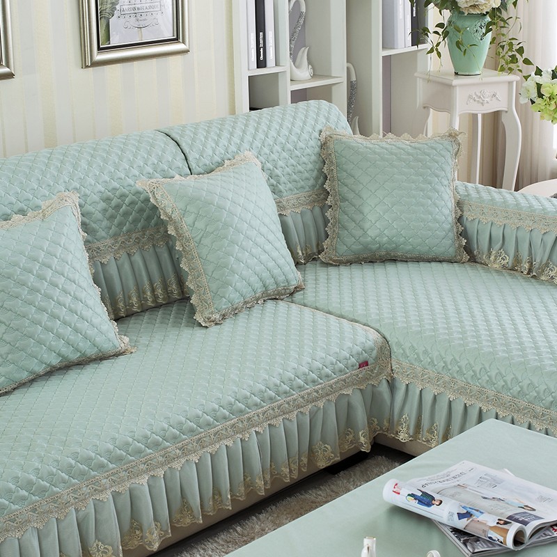 亚麻沙发垫四季通用布艺洋气紫色蕾D丝巾防滑坐垫靠背扶手巾抱枕