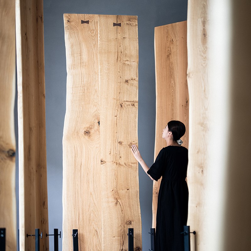 叁几 法国白橡木大板桌侘寂风自然边原木茶N桌原木风餐桌实木桌面