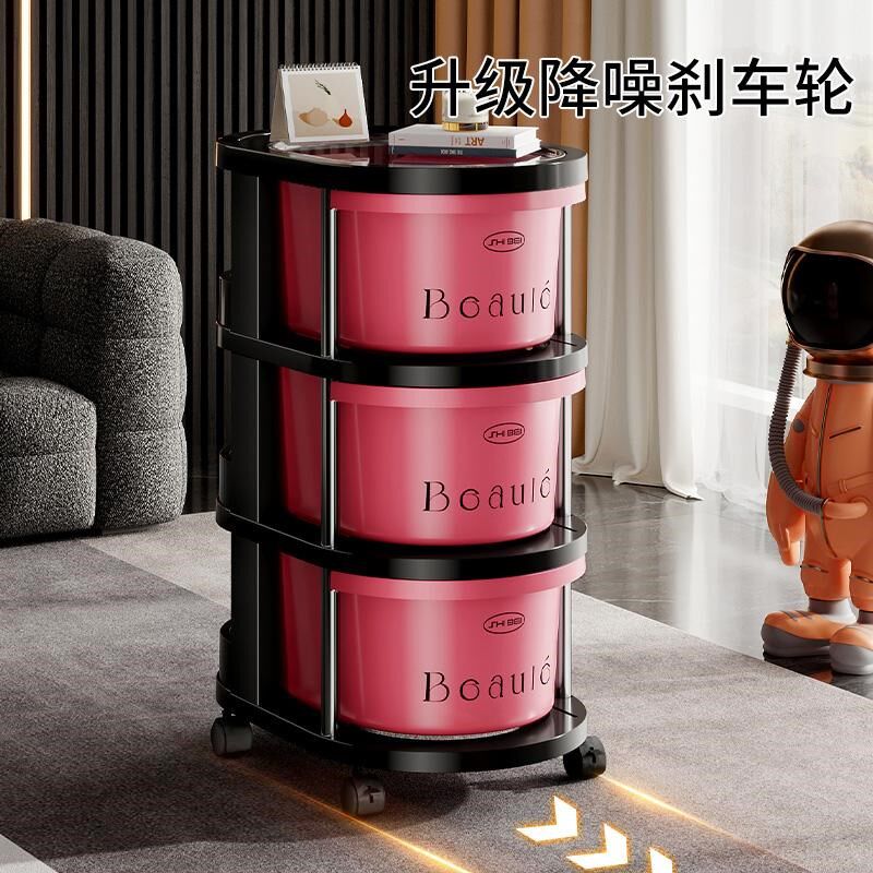 落地家用置物小推车茶几沙u发旁置物架多层零食饮料玩具收纳柜带