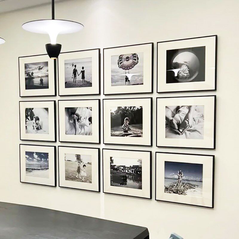 高级相框定制照片墙婚纱照相框 挂墙宫格相框相片V打印加相框黑色