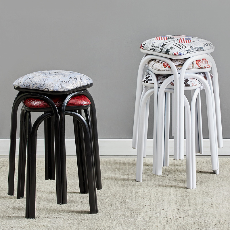 软面皮凳 布面圆凳子 铁腿三脚y凳 简约叠小凳 四腿方凳子实木加