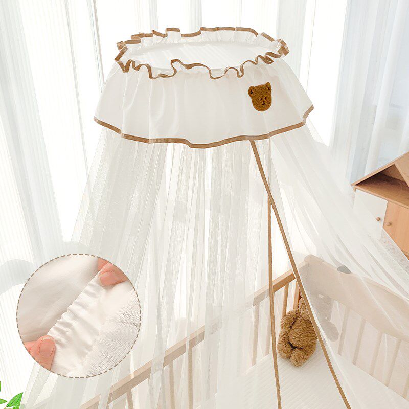 婴儿床蚊帐全罩式遮光防蚊罩带支C架落地款儿童宝宝夹床通用蚊帐