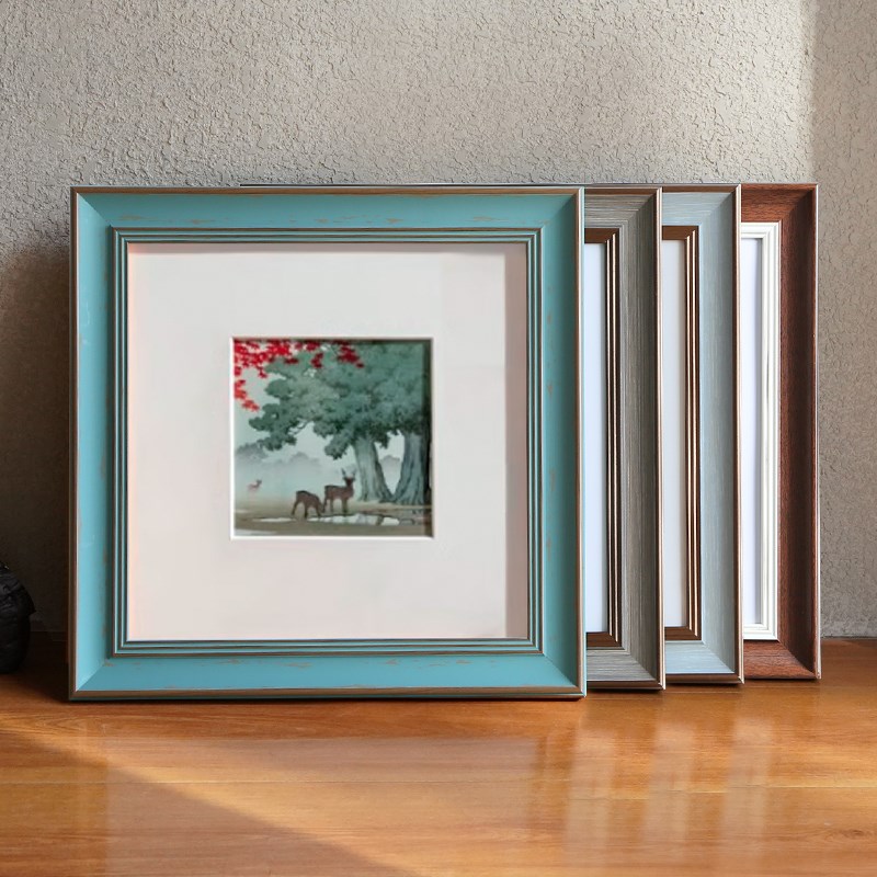 正方形画框复古做旧相框框架r装裱框外框25 30 40cm50油画展示摆