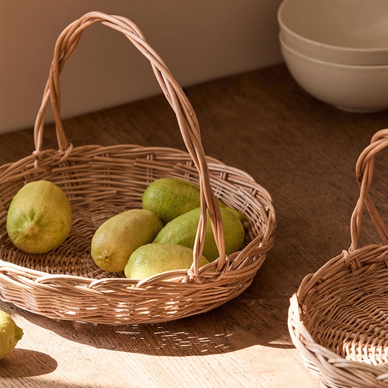 藤编柳编水果篮子家用厨房桌面编织花篮K收纳筐鸡蛋水果盘馒头筐