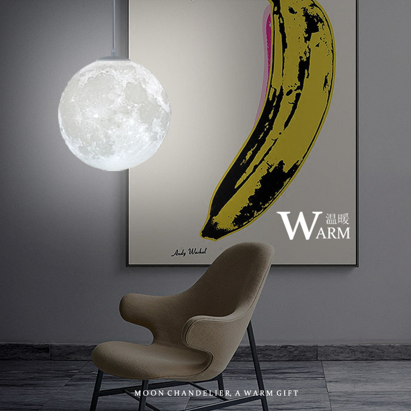 月球灯月亮星空卧室过道走廊床A头店铺商用地球造型星球工装吊灯