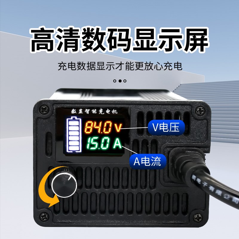 锂电池充电器12V24V48V60V72V15A通L用大功率磷酸铁锂三元锂洗地