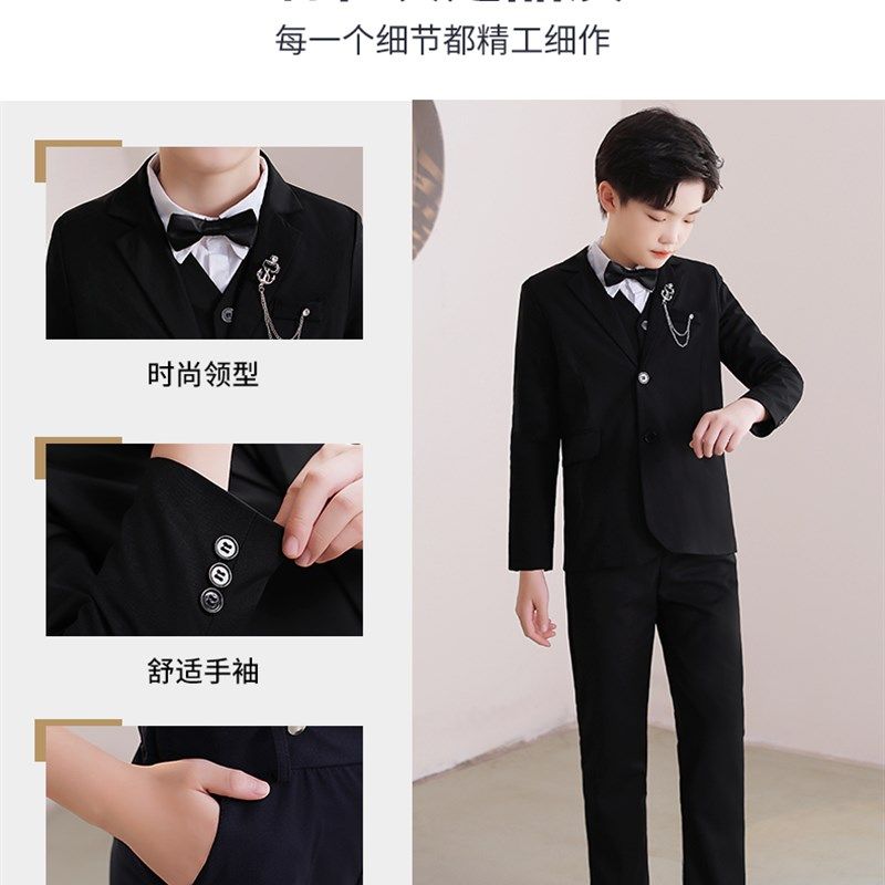 元旦儿童礼服男童西装套装英伦花童婚礼I钢琴小主持人棉合唱表演