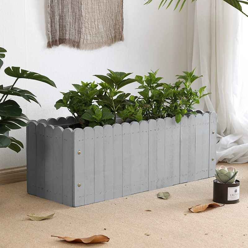 防腐木花箱木头花盆户外木质长方形种植箱庭院木制V花槽阳台种菜