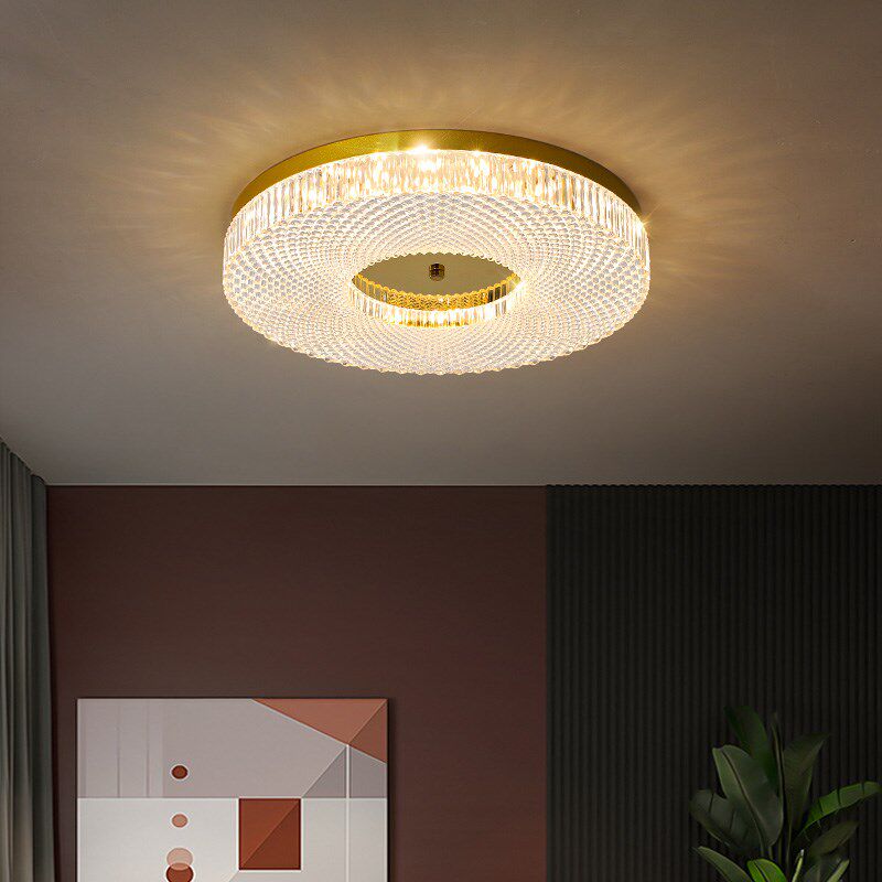 轻奢水晶吸顶灯主卧室n房间灯圆形简约阳台客厅书房灯具2024年新