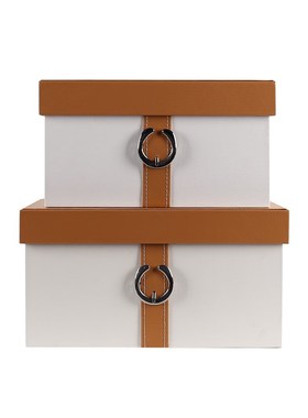 样板房衣b帽间皮质锁扣收纳箱储物箱衣柜收纳盒软装装饰品摆件轻