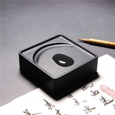 国家非遗中国歙砚正方经典素砚天然原I石砚台黑龙尾小楷实用端砚