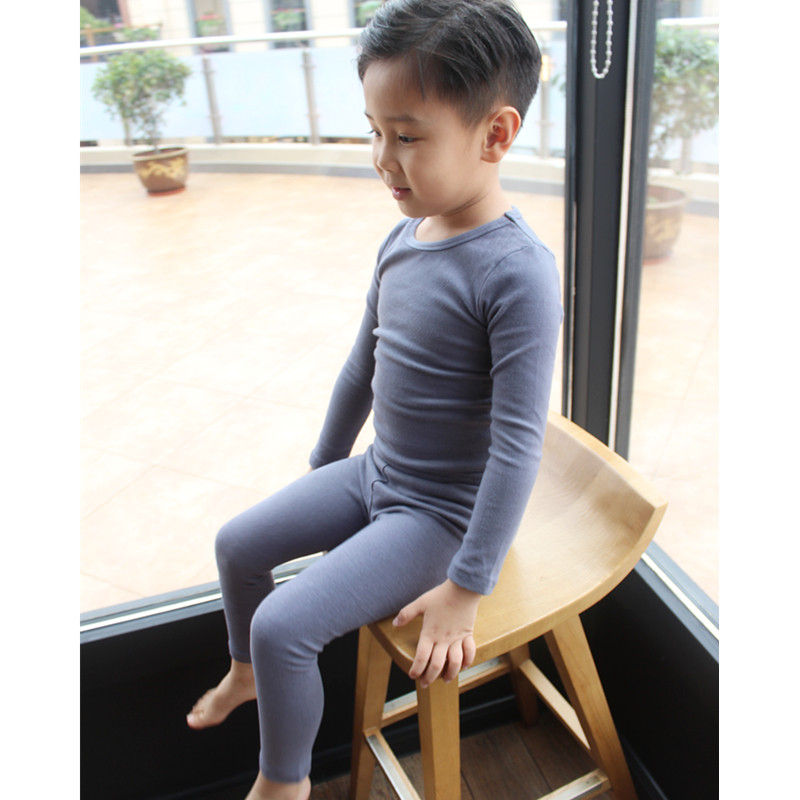 宝宝秋衣秋裤儿童内衣套装纯棉春秋男童女童保暖睡衣R纯色3-4-5岁