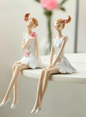 唯美桌面摆件白衣天使坐款花仙子少女手工娃娃工艺礼品家居装饰