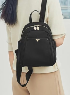 莱夫小双肩包女士通勤轻便帆布包新款休闲妈妈旅行小背包书包