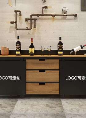 美loLD-5625ft工风餐边式柜铁艺木复古储业物柜客厅餐厅茶实水柜