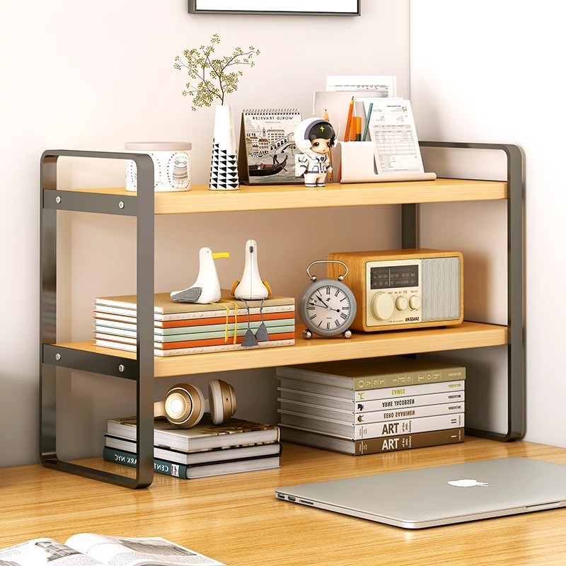 桌面置物架书架学生简易卧室宿舍铁艺办公书桌桌上收纳小架子书柜