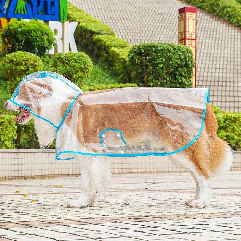 狗狗连帽雨衣小型犬透明专用雨衣可牵引防水宠物雨衣全身雨披斗篷