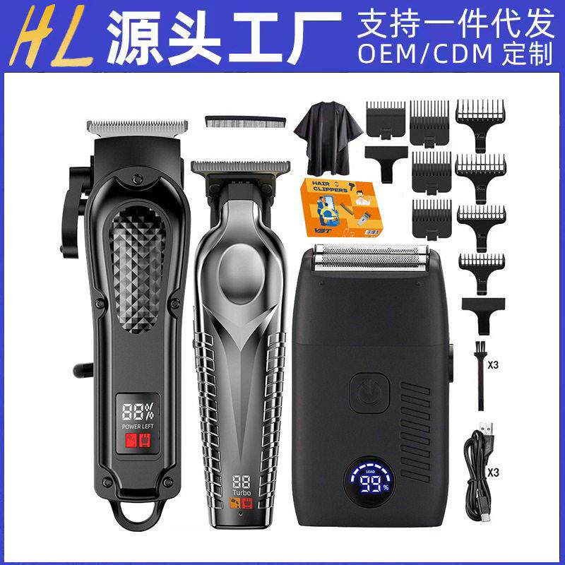 跨境电动理发器剃头刀电剪推理发推子发廊专用套装子母机数显