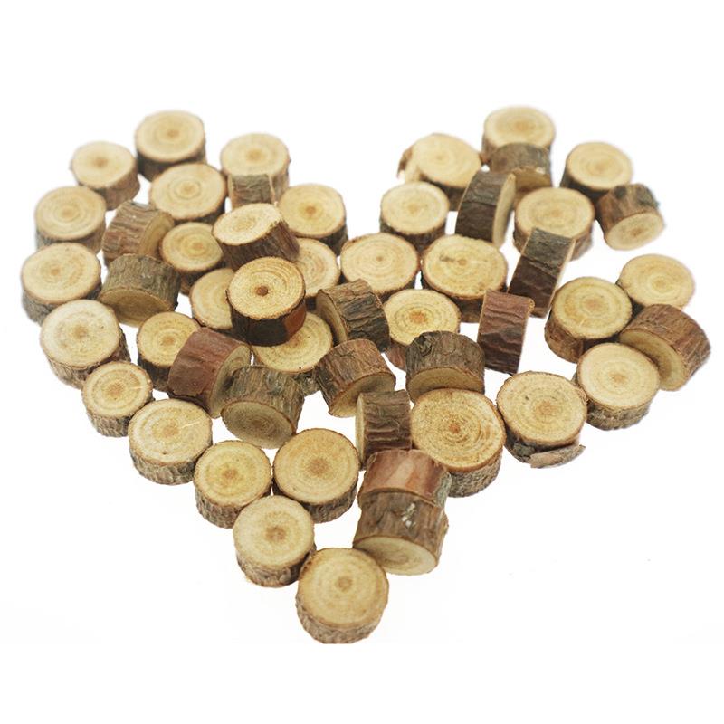 跨境爆款100PC每包DIY手工婚礼装饰木片墙松木小木粒