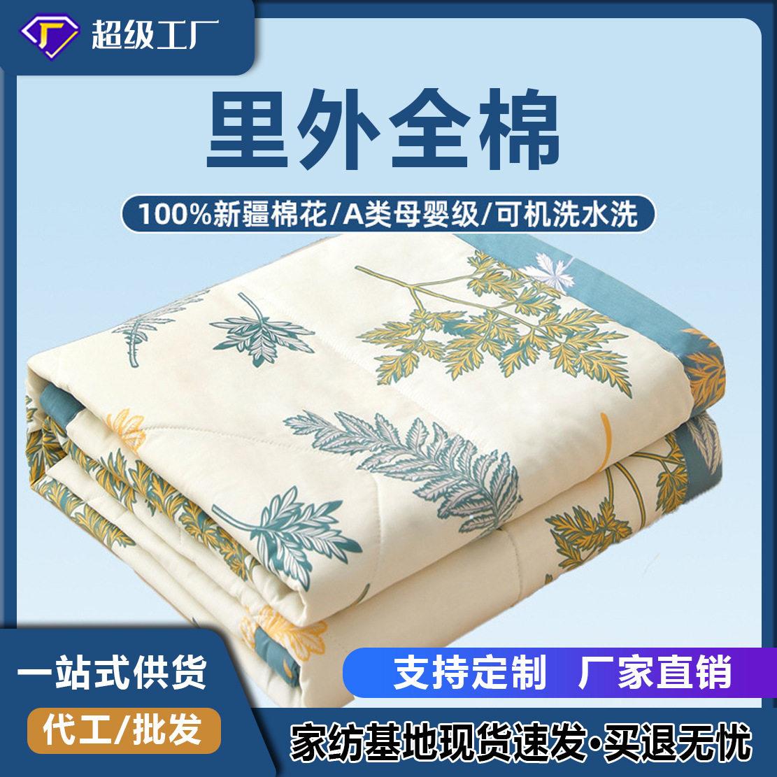 全棉棉花夏凉被a类母婴级可水洗纯棉夏被四件套双人学生空调被