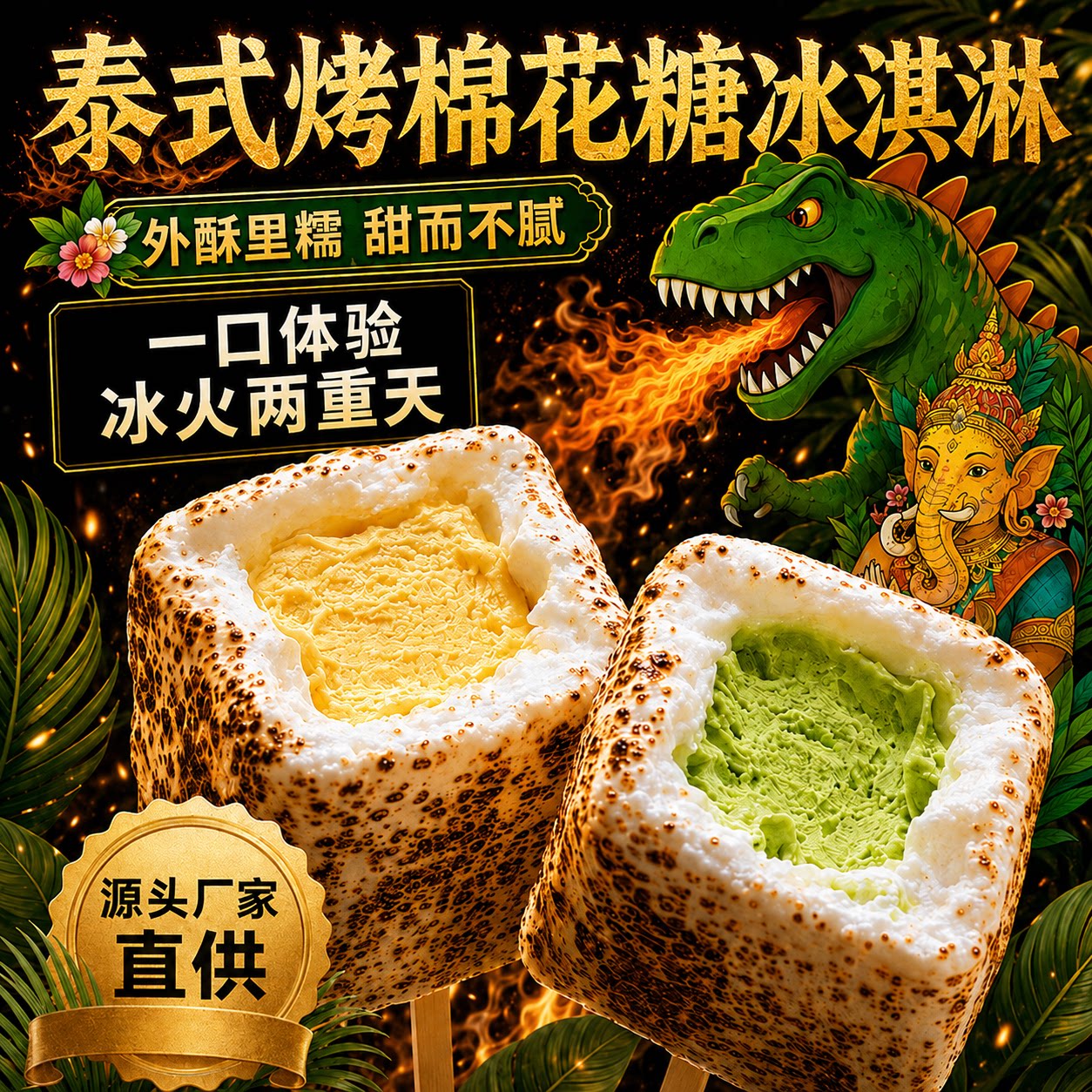 韩国火焰棉花糖冰淇淋