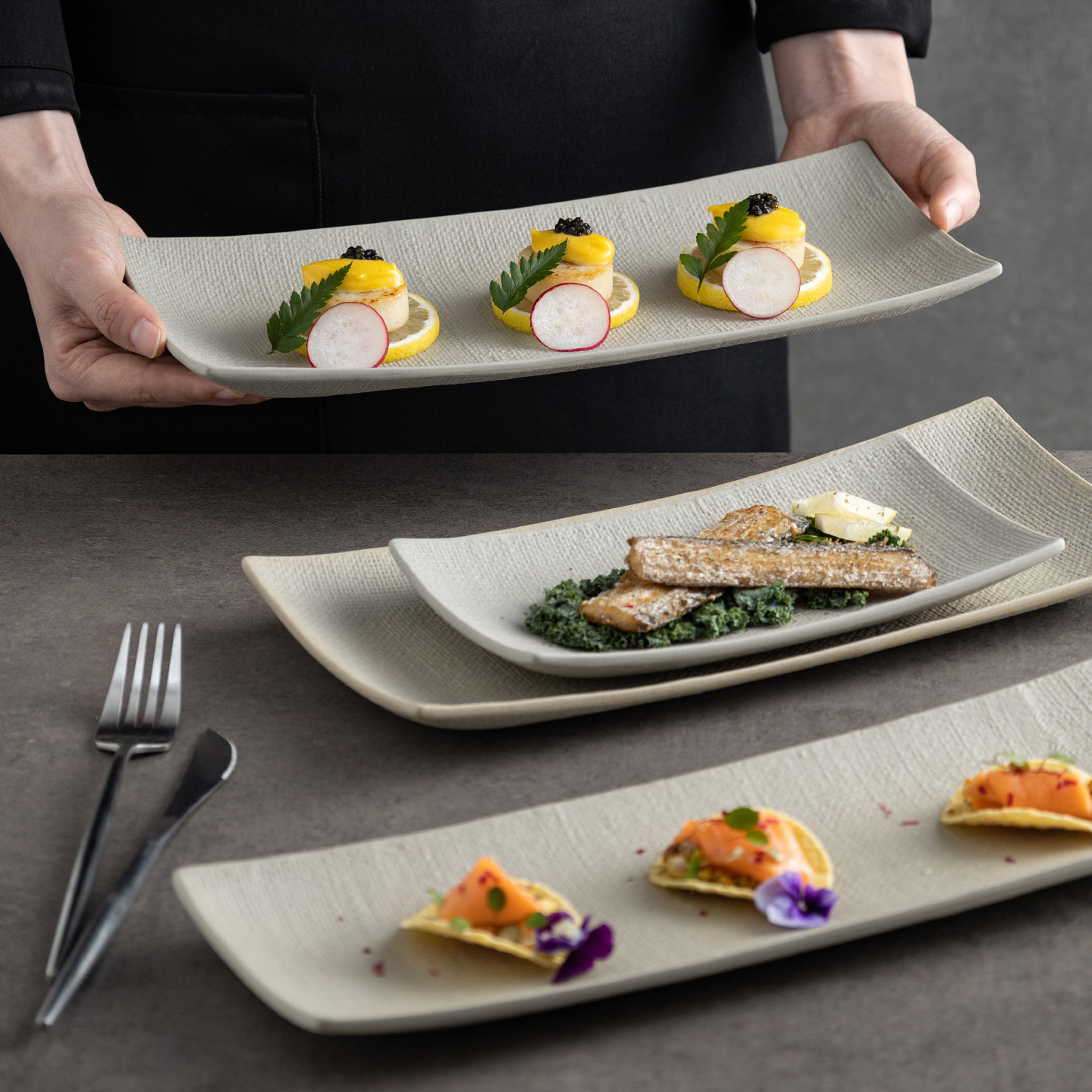 寿司盘陶瓷盘子长方盘无釉甜点盘小众长条盘点心盘刺身盘商用餐饮