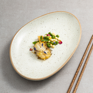 复古感菜盘家用水果盘粗陶点心盘甜品碟不规则日式餐具餐厅商用盘