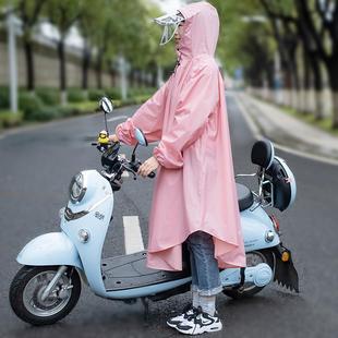 子单人女士雨衣长款 电动车电瓶车自行车雨披带袖 全身防暴雨双帽檐