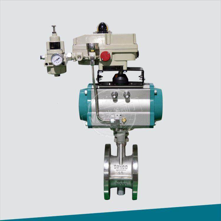 气动不锈钢304调节型法兰硬密封蝶阀输入输出4-20MA信号D643