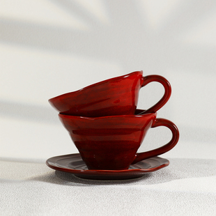 复古咖啡杯套装窑变陶瓷拉花咖啡杯高档精致下午茶餐具小众设计感