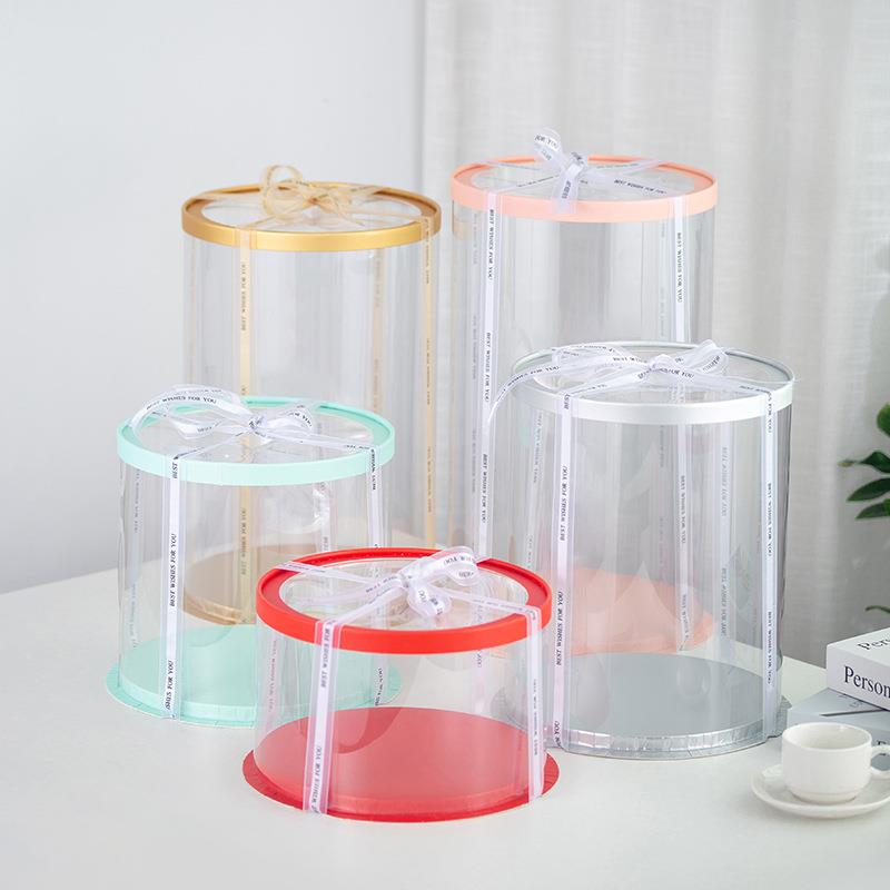 圆形网红透明蛋糕盒子4寸6寸8寸10寸12寸双层加高包装蛋糕盒