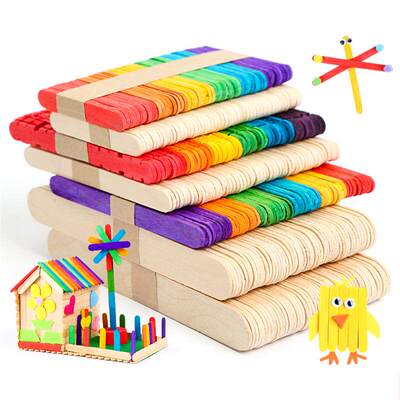 Popsicle Sticks 50Pcs Wooden Craft Ice Cream Stick Ice Lolly